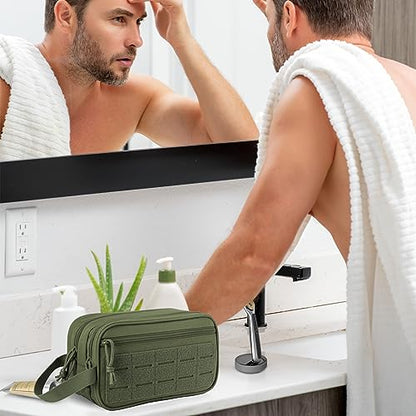 QT&QY Tactical Toiletry Bag For Men Hygiene Bag EDC Military Tool Molle Pouches Small Dopp Kit Mens Shaving Kit Travel shower Bags - color: 1 US Green