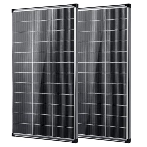 400 watt Solar Panel,2pcs 200W Bifacial Solar Panel 18V 18BB N-Type Monocrystalline Solar Module IP68 25% High-Efficiency Solar Panels for Off Grid RV Boat Trailer Camper (Bifacial 200W*2) - color: Bifacial 200W*2