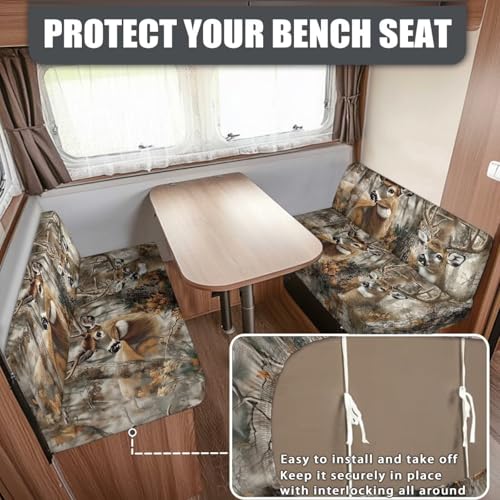 SEANATIVE Deer Camo Hunting RV Dinette Cushion Covers Couch Cover 2 Cushion Sofa Slipcovers for Travel Trailer Couch Prevent Scratches RV Accessories for Inside - color: Deer Camo Hunting