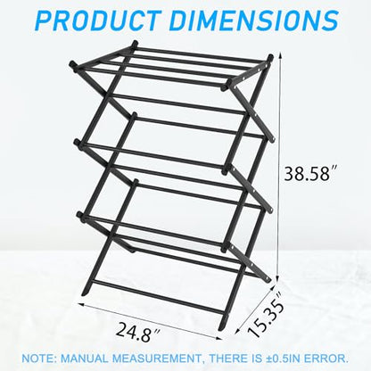 Household Indoor Folding Clothes Drying Rack, Dry Laundry and Hang Clothes,Towel Rack (Black) - color: Black