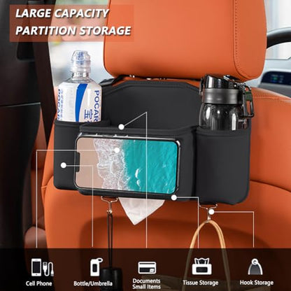 Tumecos Car Seat Back Storage Bag, Car Backseat Organizer with Tissue Box, Large Capacity Car Storage Box, Multi-function Car Rear Seat Storage Pocket, Universal for Most Vehicles (Style B, Black) - style: Style B