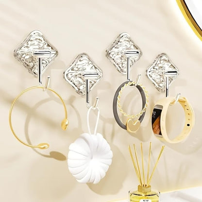4pcs Transparent Non Drilling Wall Hook - Multi Purpose, Anti Slip and Non Marking Adhesive Hook, Suitable for Kitchen, Bathroom, Bedroom Decoration, Practical Hook, Utility Hooks