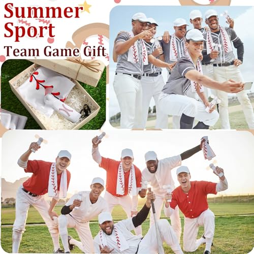 Woanger 24 Pcs Baseball Mini Handheld Fan Cooling Set 8 Small Personal Portable Fan 40''x 12'' 8 Baseball Cooling Towel 8 Drawstring Bags Summer Sport Party Favors Team Game Gift, Battery Not Include - color: White, style: Baseball