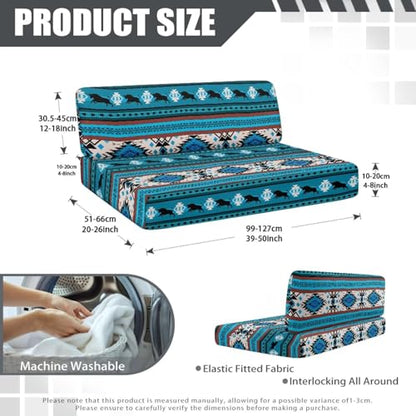 RV Dinette Cushions Covers Blue Aztec Bear Print Soft Camper Seat Dinette Booth Camper Cushion Covers Sofa Slipcovers Accessories for Travel Trailer Couch - color: Blue Aztec Bear