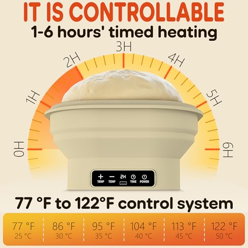 Upgraded Electric Heated Silicone Dough Proofing Box with Reliable Timer & Precise Temp Control - Fast Fermentation Collapsible Proofer Bowl (2L, Square) - color: Square-1, size: 9in