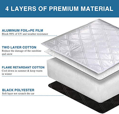 RV Windshield Cover Compatible with Class C Ford E450 1997-2025 Motorhome,Windshield Cover for Ice and Snow RV Front Window Sunshade Cover UV Block 4 Layers with Mirror Cutouts,Silver