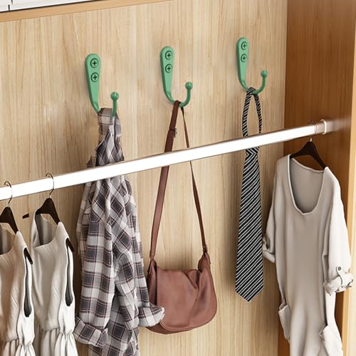 15 Pcs Black Wall Mounted Coat Hooks, Hanger Hook with 30 Pieces Screws for Towel, Key, Robe, Scarf, Bag, Cap, Coffee Cup, Mugs（Green） - color: 15PCS Mint Green Hooks