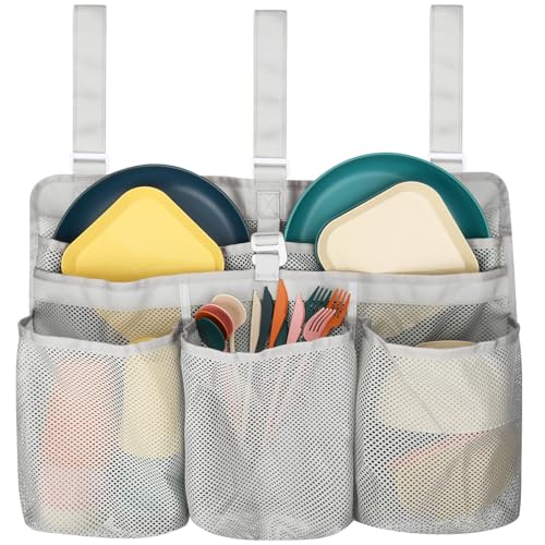 Xxerciz Camping Dish Drying Bag Collapsible Dish Drying Rack, Portable Mesh Dinnerware Drainer Organizer for RV Campers Travel Trailers Space Saving Camping Kitchen Storage Rack (Gray) - color: Gray