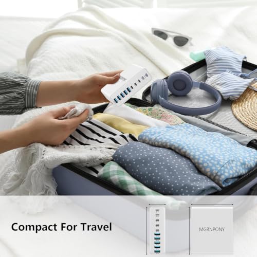 USB C Charger Block, 10-Port USB C Charging Station GaN III PD 65W Laptop Fast Charger Adapter for MacBook Pro/Air, DELL, iPad, iPhone, Samsung Galaxy White - color: White