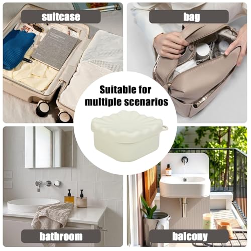 Travel Soap Case, Square Silicone Travel Soap Container, Leakproof Soap Holder with Lid, Shatterproof Shampoo Bar Holder for Bathroom, Gym, Camp(Off White) - color: Off White
