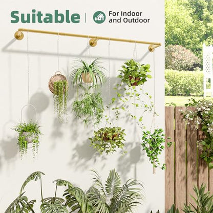 Plant Hanger Indoor Hanging Planters for Indoor Plants Hanging Plant Holder Window Plant Rod Gold Metal Shelves 63 Inch (Pot/Chains not Included - size: Gold 63 in