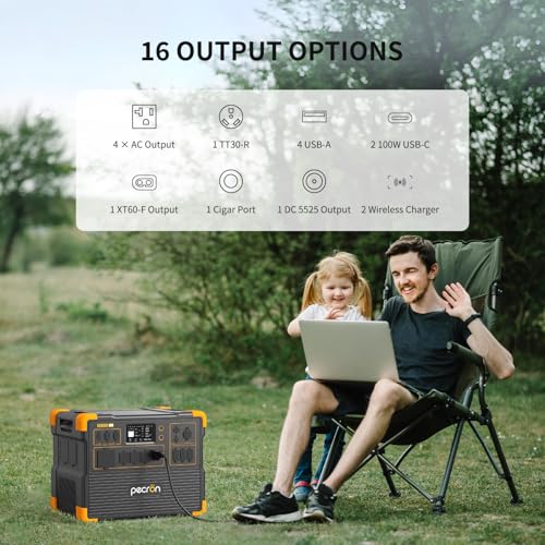 PECRON Solar Generator E3600LFP 3072Wh with 2x300W Solar Panels, 5x3600W AC Outlets Portable Power Station, LiFePO4 Battery Backup Expanded to 18.43kWh, Power Station for Home Use, RV, Camping, CPAP - style: E3600LFP+2x300W
