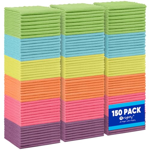Orighty Microfiber Cleaning Cloths,150 Pack Microfiber Towels Bulk, Ultra-Soft & Absorbent Cleaning Rags, Reusable Lint Free Cloths for Car Care, House, Kitchen, 12x12 Inch - color: Multicolor, size: 150 Pack