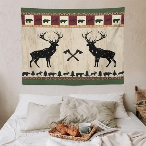 Fblifil Vintage Rustic Deer Bear Wall Tapestry,Farmhouse Wild Animal Wooden Background Wall Tapestries Hanging for Bedroom Living Room Dorm Party Decor 30x40in - color: Bear-15, size: 40"Wx30"L