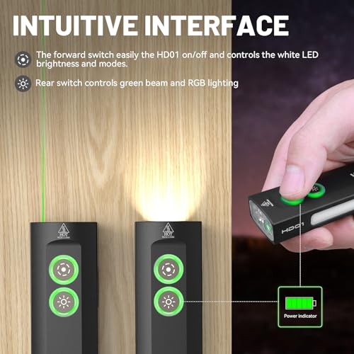 Wurkkos HD01 Flat EDC Flashlight with RGB and Green Light, 1200 Lumens Rechargeable LED Flashlight, Triple Light Sources Pocket Lights, Magnetic Flashlight for Camping, Work, Emergency - color: HD01
