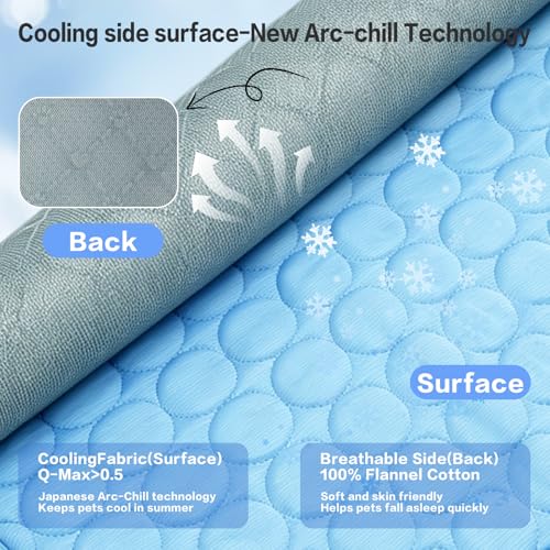 SISROL Cooling Mat for Dogs & Cats, Q-Max>0.4 Chill Fiber Pet Cooling Pad, Washable Non-Slip Non-Toxic Portable Cooling Bed for Small Medium Large Pets, Indoor & Outdoor Use - size: Medium (28"x22")