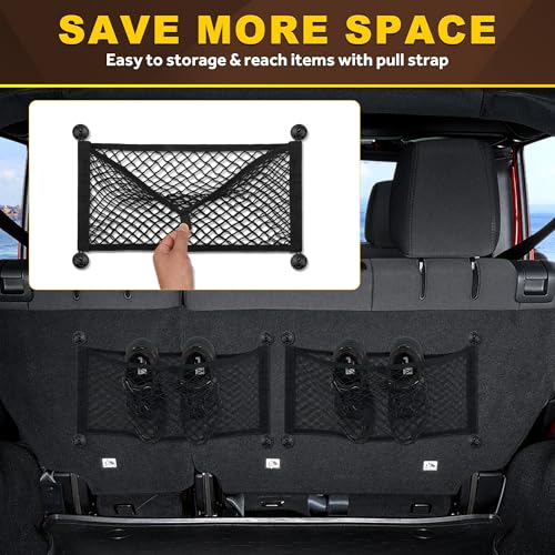 BUMBEE Mesh Cargo Net, Envelope Netting, Elastic Pocket Pouch Bungee Organizer for Car Seat Back RV Wall Trunk, Hooks & Screws Included(21.7'' x 9.8'') - size: 21.7'' x 9.8''