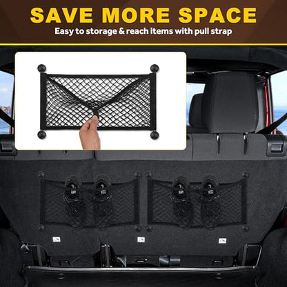 BUMBEE Mesh Cargo Net, Envelope Netting, Elastic Pocket Pouch Bungee Organizer for Car Seat Back RV Wall Trunk, Hooks & Screws Included(21.7'' x 9.8'') - size: 21.7'' x 9.8''