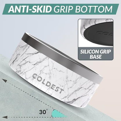 Coldest Dog Bowl - Anti Rust Metal, Non Slip, 3 Layers Insulated Stainless Steel Dog Bowls - Spill Proof & Heavy Duty - Water Bowl for Dogs, Cats & Pets, Dish Washer Safe (100 oz, Carrara Marble) - color: Carrara Marble, size: 100 oz