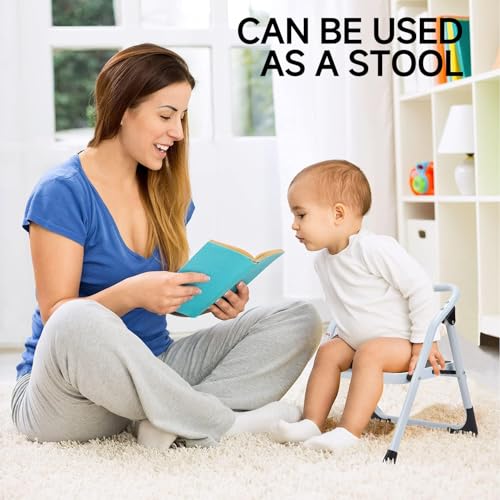 SOLADDER 1-Step Ladder Folding Step Stool with Anti-Slip Sturdy and Wide Pedal Stepladder Multi-Use for Home and Kitchen Space Saving (White) - size: 1 Step