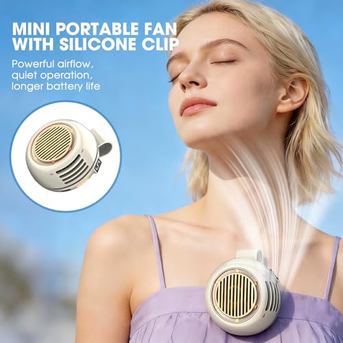 Mini Bladeless Fan Clip On with LED Display,5-Speed Portable Clip Fan 360°Rotatable,Rechargeable Small Personal Fan for Shirt Waist Belt Outdoor–Silent Suspended Whirlwind Fan Cooling (Upgrade White) - color: Upgrade White