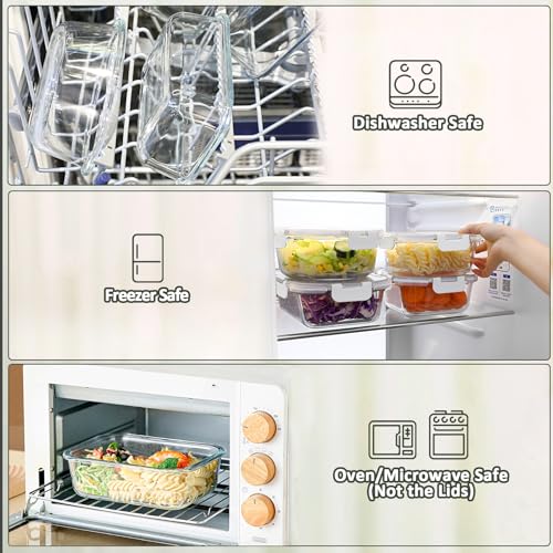 [8-Pack,30 oz]Glass Meal Prep Containers,MCIRCO Glass Food Storage Containers,Airtight lunch Containers with Lids, Microwave, Oven, Freezer and Dishwasher, White - color: White