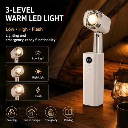 Mini Handheld Turbo Fan with Light, 15000RPM Powerful Handheld Fan 1-100 Speed Turbo Fan with Flashlight,25dB Quiet BLDC Portable Fan For Travel/Summer/Concerts/Lash,Gifts for Women