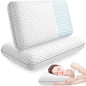 CushyOasis Memory Foam Pillows for Side, Back and Stomach Sleepers, Set of 2, Bed Pillow with Washable Cover and Breathable Mesh, Bed Pillow for Sleeping (Grey，Standard Size)