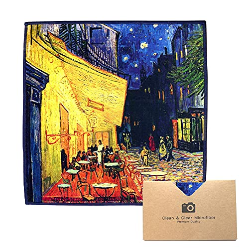 Large [6 Pack] Classic Art (Gogh Café Terrace at Night) - Ultra Premium Quality Microfiber Cleaning Cloths (Best for Camera Lens, Glasses, Screens, and All Lens.), Microfiber Cloth - color: Vincent Van Gogh "Café Terrace at Night", size: 6 Pack