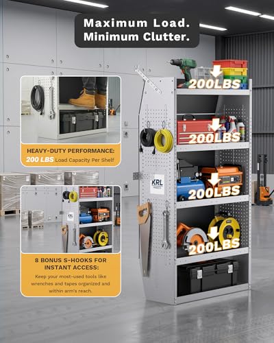 SV-3260 Steel Mid/High Roof Van Shelving Storage System Fits Transit, NV, Promaster and Sprinter, Van Shelving Units, 32''W * 60''H * 13''D
