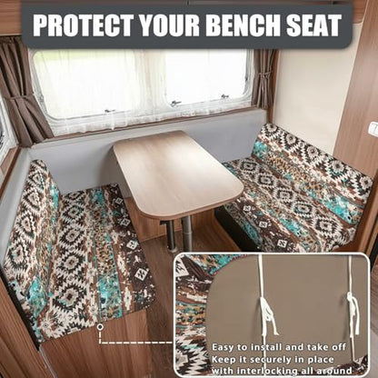 RV Sofa Covers - Aztec Leopard Stretch Camper Slipcovers for Dinette Booth & Chair (Anti-Pet Hair Furniture Protector) - color: Aztec Leopard