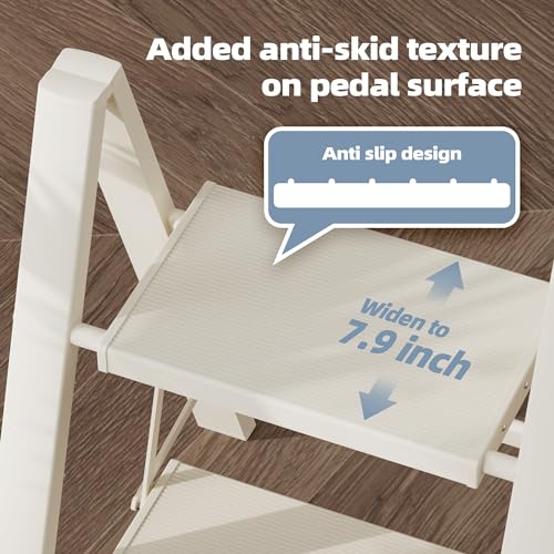 HillhutApex 4 Step Ladder, Lightweight Foldable 4 Step Stool with Anti-Slip Wide Pedal, 330lbs Capacity Aluminum Ladder for Household,Office,Garage(White) - color: White, size: 4 Step