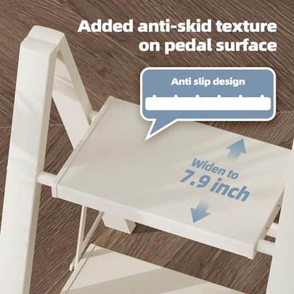 HillhutApex 4 Step Ladder, Lightweight Foldable 4 Step Stool with Anti-Slip Wide Pedal, 330lbs Capacity Aluminum Ladder for Household,Office,Garage(White) - color: White, size: 4 Step