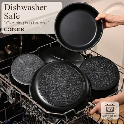 CAROTE 31pcs Nonstick Pots and Pans Set with Baking Pans Set, Cookware Sets with Detachable Handle, Kitchen Cooking Set - Camping Cookware, Dishwasher & Oven Safe, Induction Compatible - color: Black, size: 31 Piece