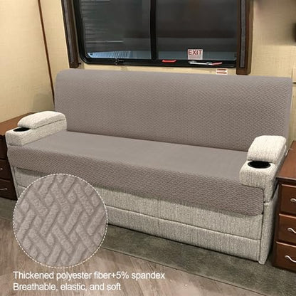 RV Couch Covers for Sofa Bed - 2-Piece Stretchable Backrest & Seat Covers for Jackknife Sleeper Sofas (Khaki) - color: Khaki