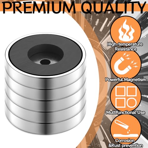 12 Pcs Ceramic Round Base Magnet with Chrome Plated Steel Cup, 35lbs Heavy Duty Circle Magnet with Hole Magnetic Round Base for Workshop RV Conversion Cabinet Fixture(D1.97 xC0.19 xT0.3) - size: D1.97"xC0.19"xT0.3"