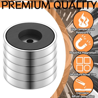 12 Pcs Ceramic Round Base Magnet with Chrome Plated Steel Cup, 35lbs Heavy Duty Circle Magnet with Hole Magnetic Round Base for Workshop RV Conversion Cabinet Fixture(D1.97 xC0.19 xT0.3) - size: D1.97"xC0.19"xT0.3"