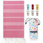 BAY LAUREL Turkish Beach Towel with Travel Bag 39 x 71 Quick Dry Sand Free Lightweight Large Oversized Towels Light - color: Pink With Mix White