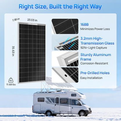 ECO-WORTHY Bifacial 100 Watt 12 Volt Solar Panel Monocrystalline Rigid High-Efficiency PV Module Power Charger for Sunsheds, Canopies, RVs, Farms and Other Off-Grid Applications - style: 100W Bifacial Solar Panel