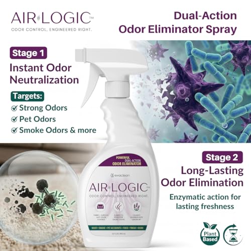 Dual-Action Odor Eliminator Spray 32 Fl Oz, Plant-Based Instant Knockdown & Enzymatic Deodorizer, Neutralizes 16 Odor Sources, Bleach-Free, Fabric & Surface Safe, Lavender Lemon, Pack of 6 - size: 32 Fl Oz (Pack of 6)
