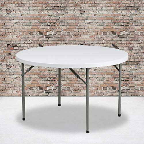 Flash Furniture Elon 4' Round All-Occasion Plastic Folding Event Table, Foldable Portable Banquet Table for Indoor/Outdoor Events, White - size: 48" Round