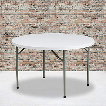 Flash Furniture Elon 4' Round All-Occasion Plastic Folding Event Table, Foldable Portable Banquet Table for Indoor/Outdoor Events, White - size: 48" Round