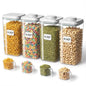 Large Pop Airtight Food Storage Containers Set with Lids 4.2Qt/4L Food Containers with Scoop, Kitchen Pantry Organization and Storage, BPA Free Stackable Cereal Container (4 * 4.2Qt) - color: gray, 4*4.2qt