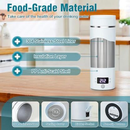 Travel Electric Kettle Portable Mini Kettle,Small Hot Water Boiler with 4 Temperature Settings,304 Stainless Steel,Fast Boiling Water with Auto Shut-Off and Boil Dry Protection,400ml (BIue, 400ML) - color: BIue