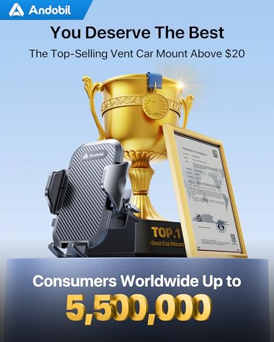 andobil 2026 Upgraded Car Phone Holder Mount, Military-Grade Phone Holders for Your Car Vent Ultra-Stable Metal Clip Universal 360° Cell Phone Car Mount for iPhone 17 Pro Max 16/15/14/13/12/ Samsung - color: Black