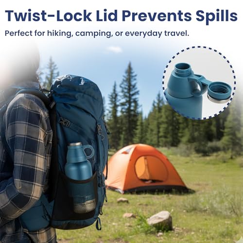 PawsPik 32oz 3-in-1 Travel Dog Water Bottle & Bowl Set – Stainless Steel Vacuum-Insulated Bottle with Detachable Food & Water Bowls, Leak-Proof, Keeps Water Cold 12hrs/Hot 6hrs (Midnight Summit Blue) - color: Midnight Summit Blue