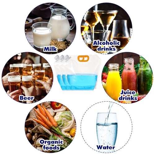 MAQUITA 20 Pcs 1.3 Gallon Foldable Water Emergency Container Bag 26 Gallon Freezable BPA Free Food Grade Clear Plastic Storage Foldable Bottle for Camping Riding