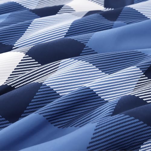 MaiRêve Queen Size Plaid Comforter Set Indigo Blue, Classic Checkered 7 Pieces Farmhouse Bedding Set, All Season Lightweight Bed in A Bag with Sheets, Pillowcases & Shams - color: Indigo Blue, size: Queen