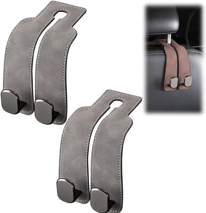 2026 New Car Seat Headrest Hooks for Purses and Bags - Support Car Headrest Hooks for Purses and Bags Coat, Leather Car Bag Purse Holder with Double Hooks (Gray-2PC) - color: Gray-2PC
