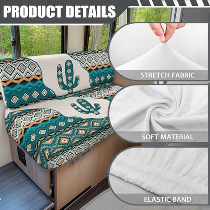 SEANATIVE Cactus Aztec Tribal RV Dinette Cushion Covers Stretch Printed RV Sofa Seat Slipcovers Replacement Non-Slip Camper Cushion Slipcovers Washable RV Dinette Seat Covers - color: Cactus Aztec Tribal